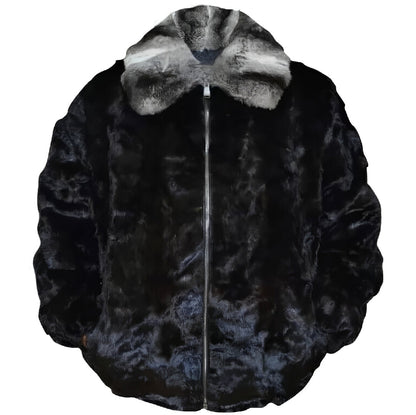 Black Real Mink Shearling Jacket For Men