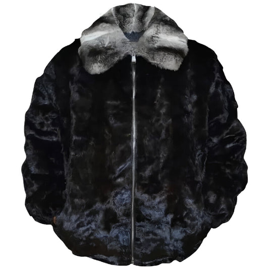 Black Real Mink Shearling Jacket For Men