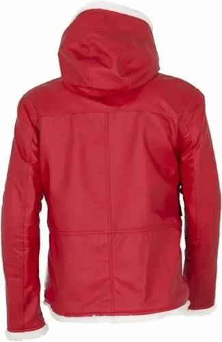 Red Leather Christmas Santa Claus Costume Jacket