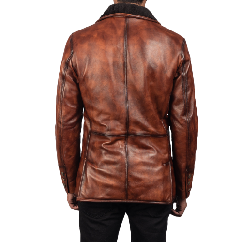 Rocky Fur Leather Blazer Men, Brown