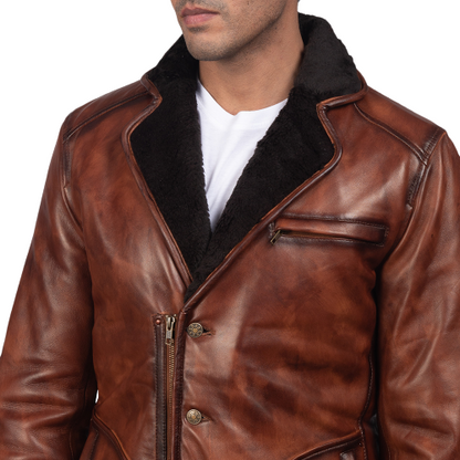 Rocky Fur Men Shearling Jacket, Brown