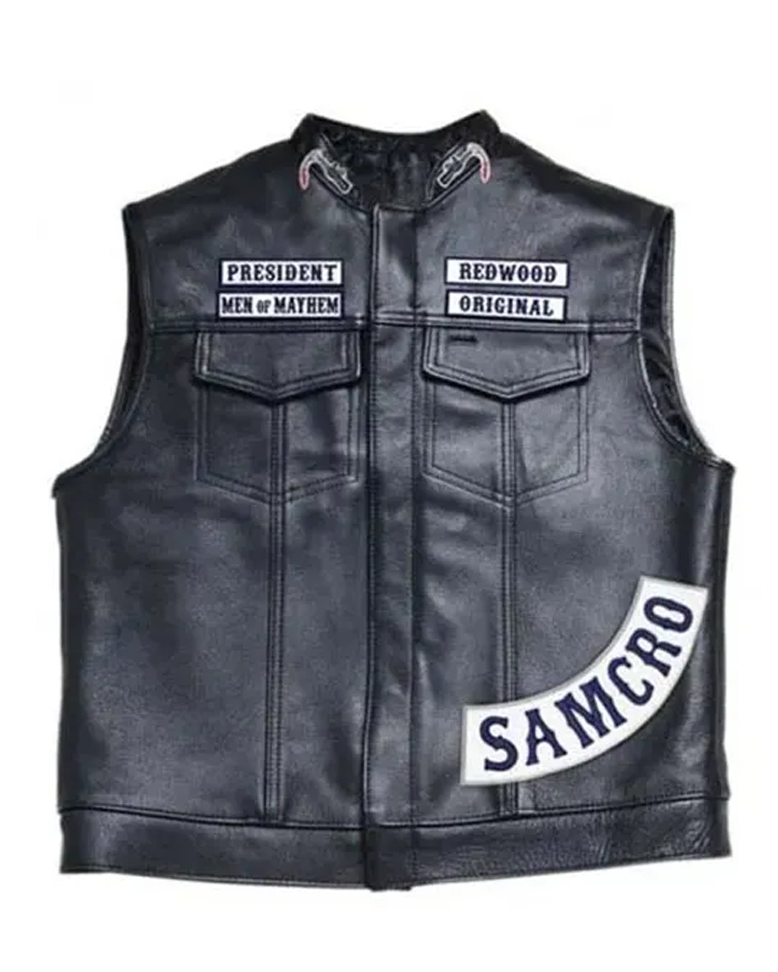 SOA Sons of Anarchy Black Leather Biker Vest