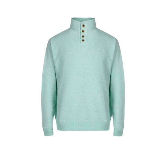 Buttoned Style Mock Collar Jumper Pullover