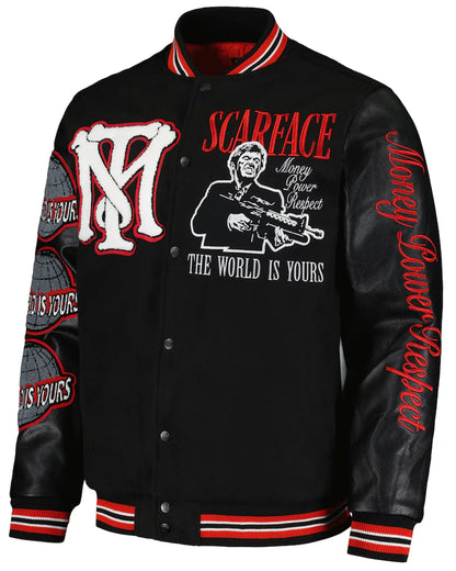 Scarface-Patched-Varsity-Jacket-Black