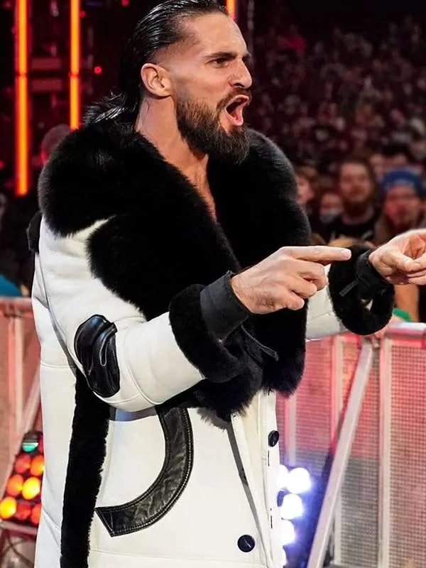 Seth-Rollins-APW-WWE-RAW-White-Shearling-Leather-Coat