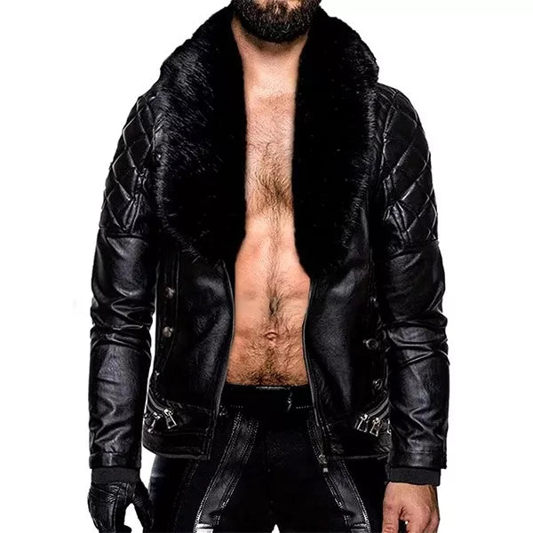 Halloween Jacket - Seth Rollins Black Fur Leather Jacket