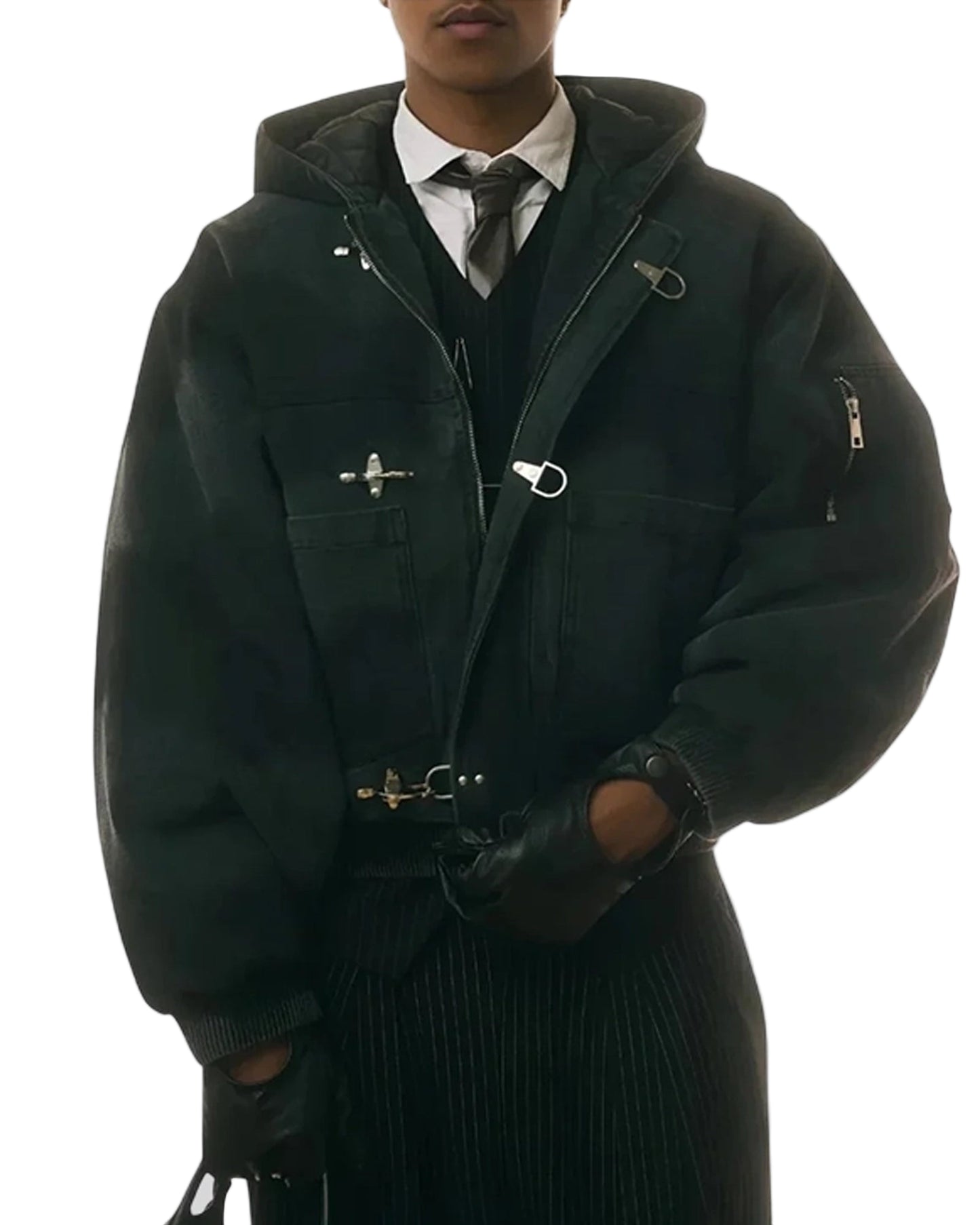 Shinzo-Shige-15oz-Canvas-Clasp-Bomber-Jacket-Black