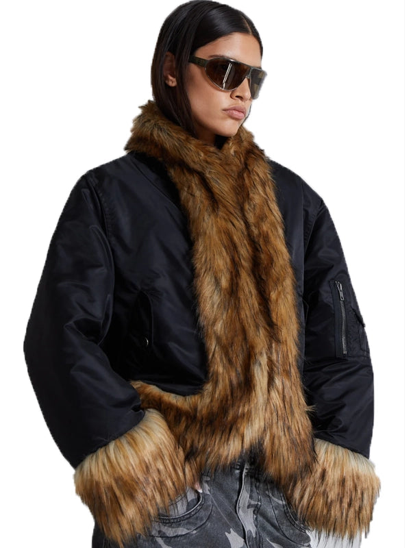 Shop Jaded London Fur Jacket Black