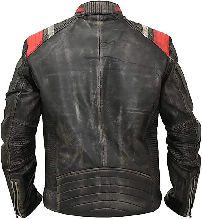 Skull Print Leather Biker Jacket Men Buy