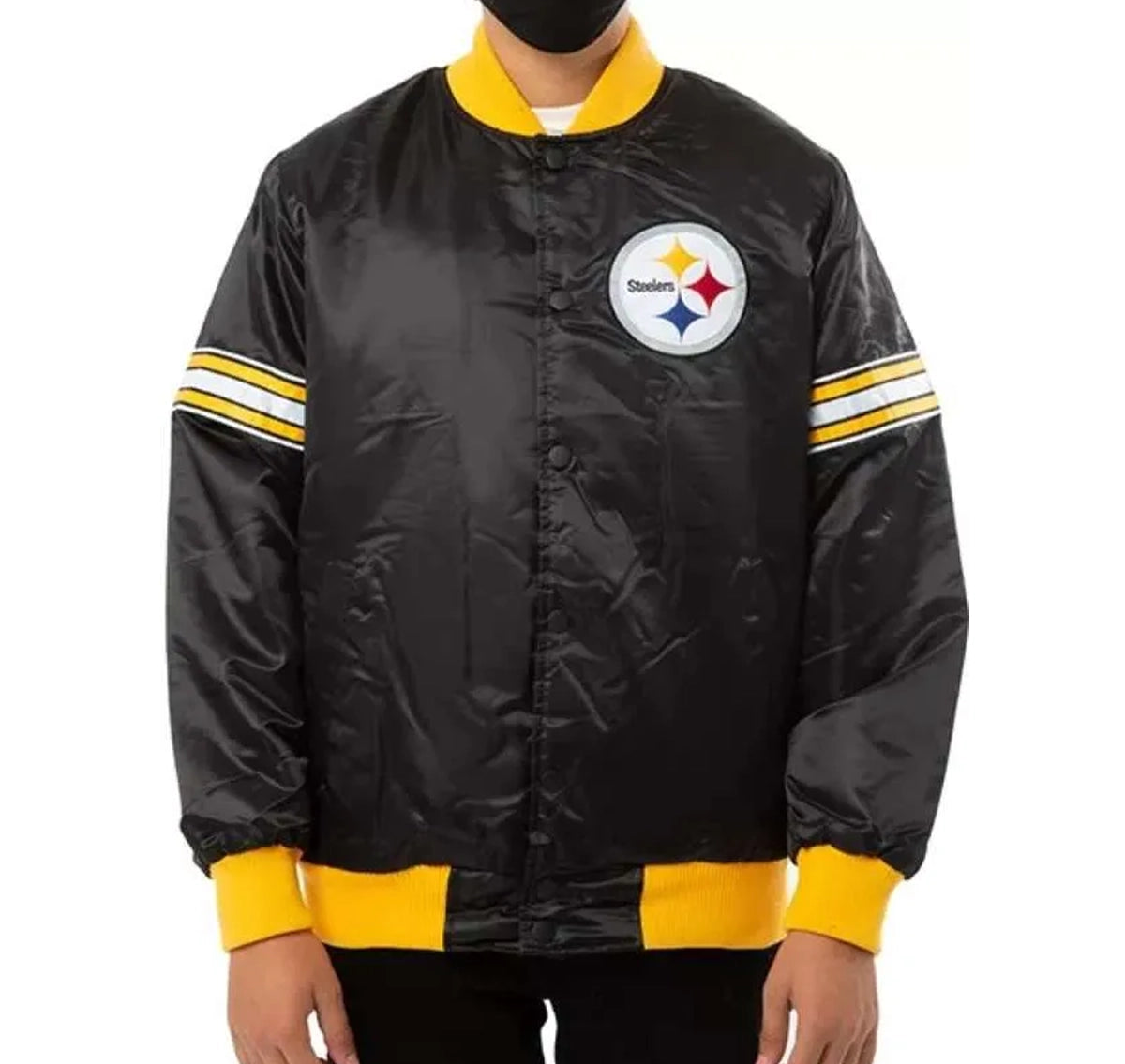 Snoop-Dogg-Steelers-Black-Satin-Bomber-Jacket