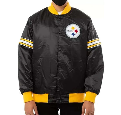 Snoop-Dogg-Steelers-Black-Satin-Bomber-Jacket