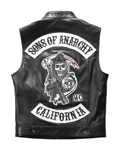 Sons of Anarchy Black Leather Biker Vest
