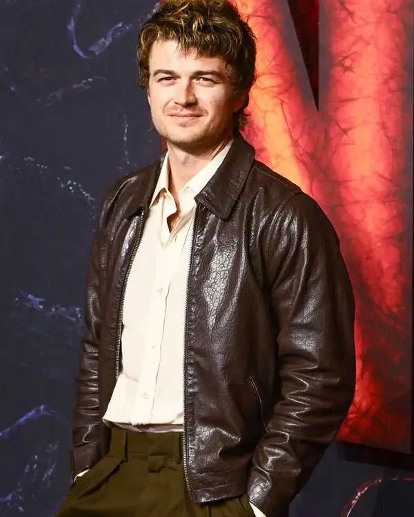 Stranger Things S05 UK Special Screening Joe Keery Brown Jacket