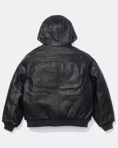 Supreme-Dickies-Hooded-Leather-Jacket-Back