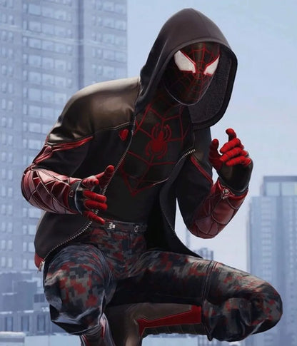The-End-Spider-Man-Miles-Morales-Red-and-Black-Hoodie