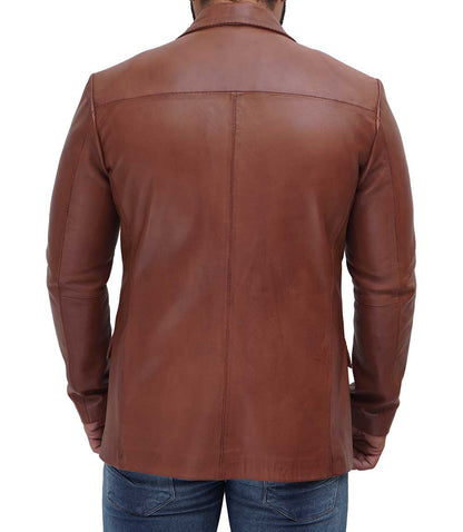 Leather Blazer Men Glendale Brown