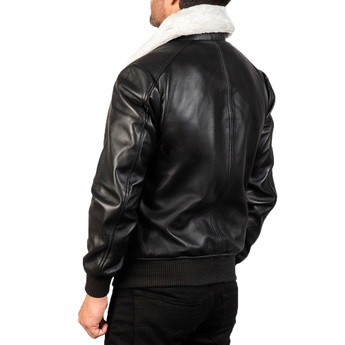 Alberto Black Shearling Jacket For Men in Leather