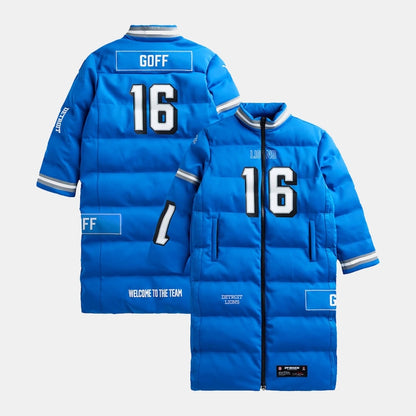 Jared Goff Detroit Lions Off Season Puffer Long Coat