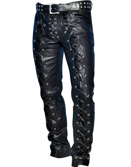 Western American Cowhide Biker Leather Pants