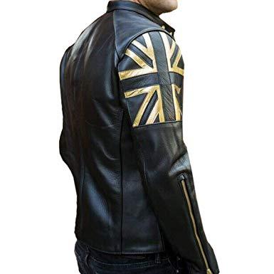 UNION JACK UK Flag Golden Black Jacket