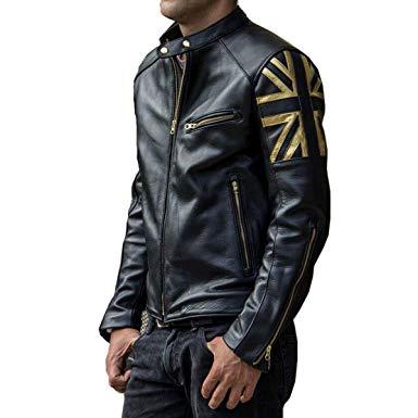 UNION JACK UK Flag Golden Black Jacket