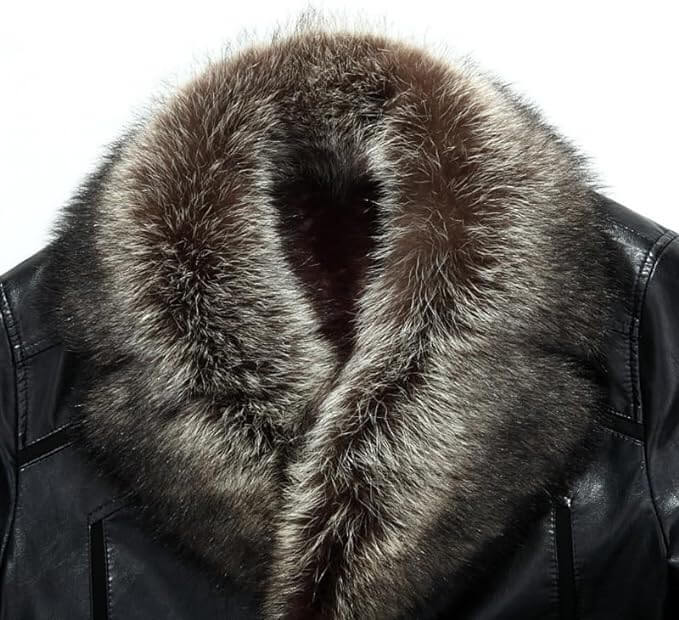 Natural Raccoon Black Genuine Shearling Jacket