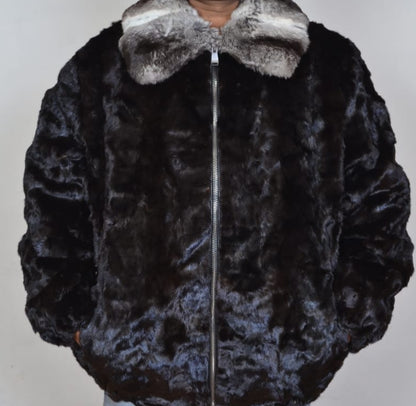 Black Real Mink Fur Jacket For Men