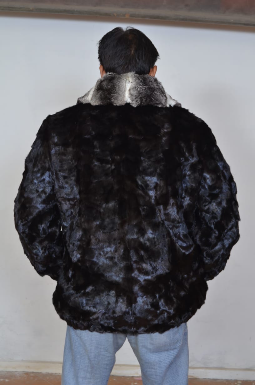 Black Real Mink Fur Jacket For Men