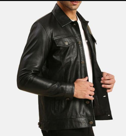 Men's Black Harrington Vintage Leather Jacket