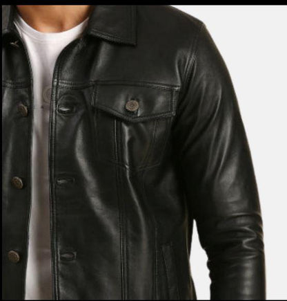 Men's Black Harrington Vintage Leather Jacket