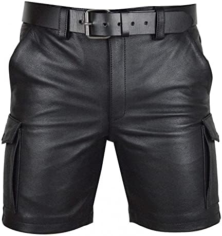 Men Punk Style Leather Shorts