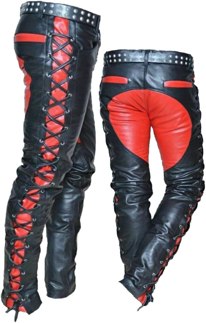 Leather Pants with Side and Front Laces 