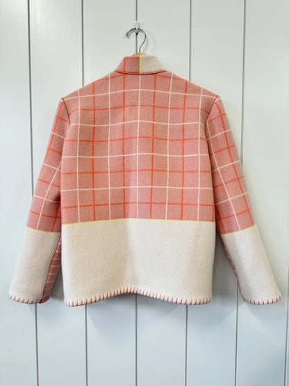 The Pink Checkered Wool Patch Jacket