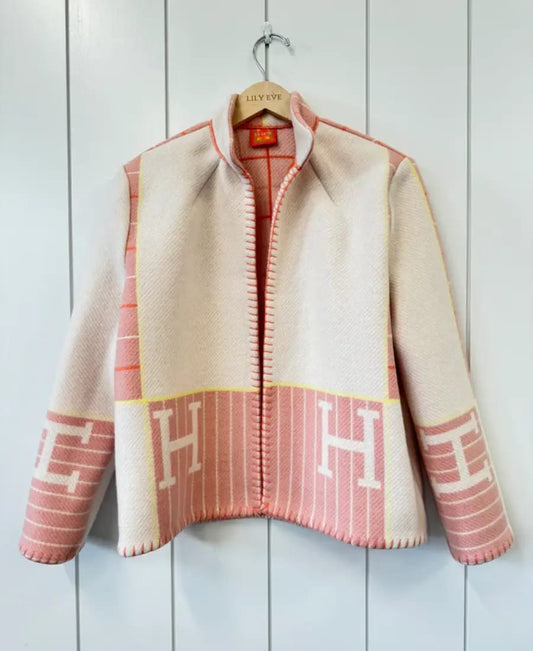 The Pink Checkered Wool Patch Jacket