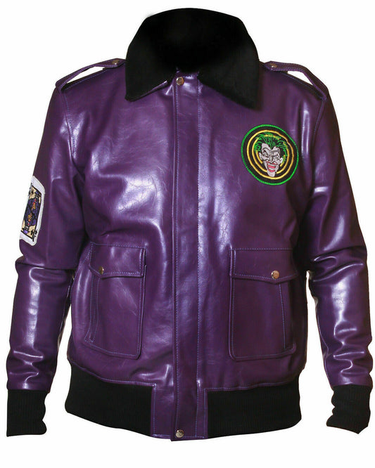 Purple Joker Goon Winter Shearling Leather Jacket