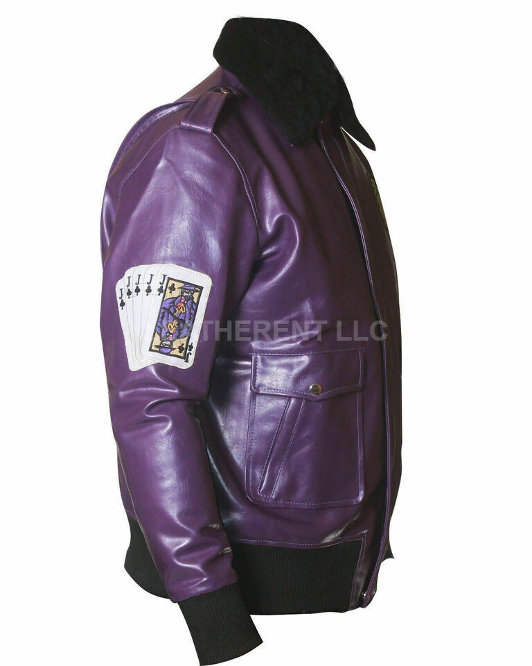 Purple Joker Goon Winter Shearling Leather Jacket