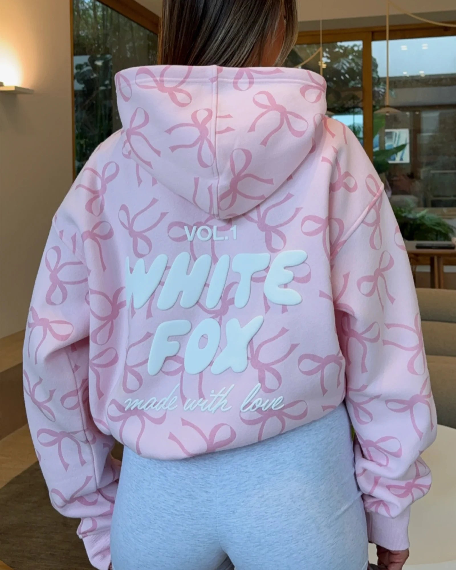 White-Fox-Bow-Hoodie-Pink