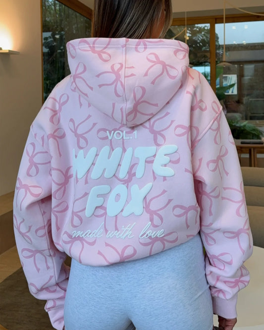 White-Fox-Bow-Hoodie-Pink