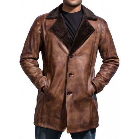 Halloween Jacket - Men's Cinnamon Fur Leather Coat