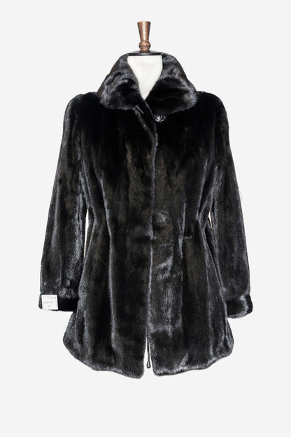 Women Black Mink Fur Coat