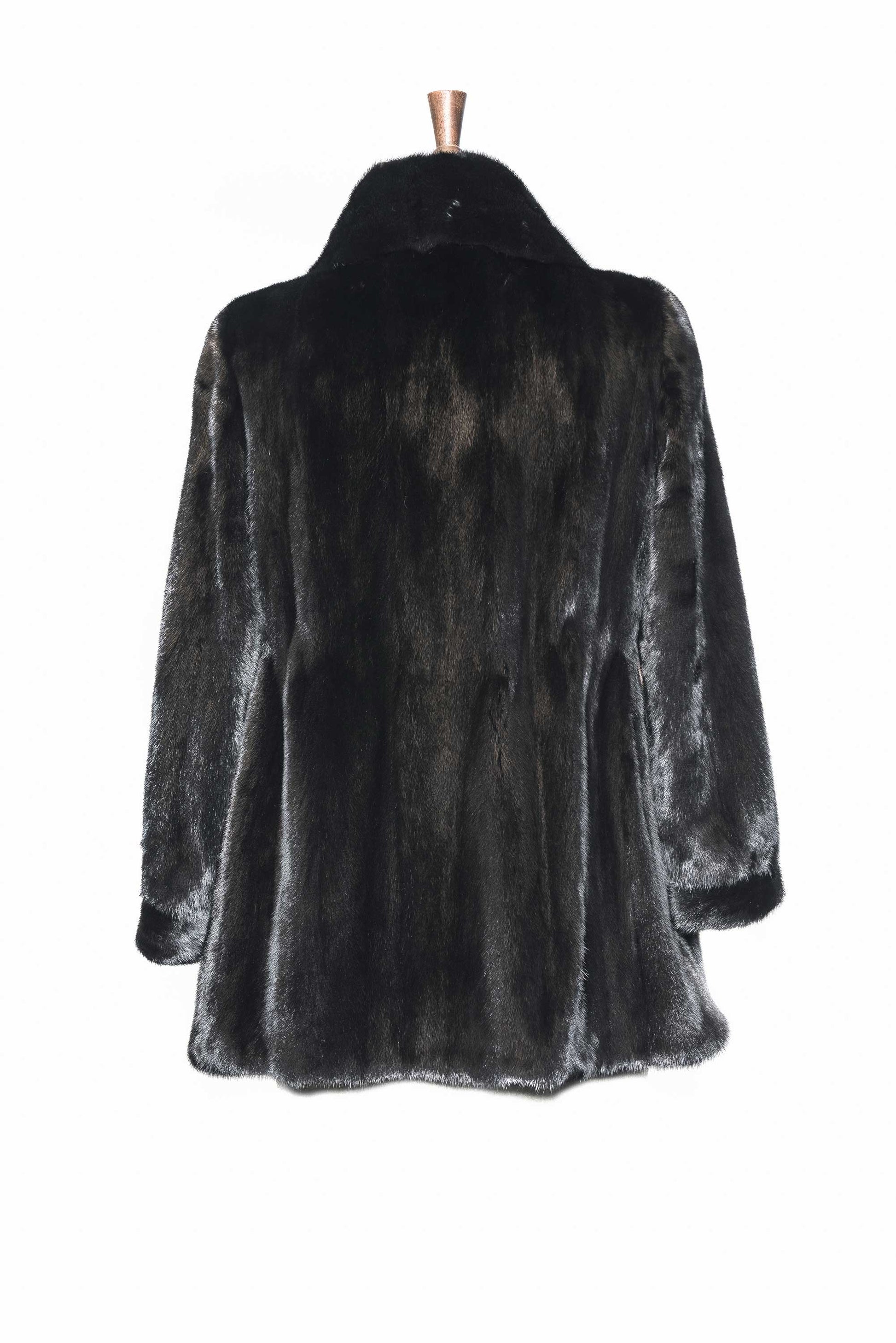Women Black Mink Fur Coat For Sale