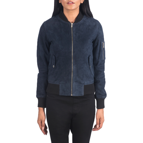 Ava Ma-1 Suede Bomber Jacket Women, Blue