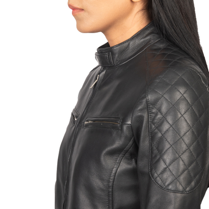 Zenna Black Leather Bomber Jacket
