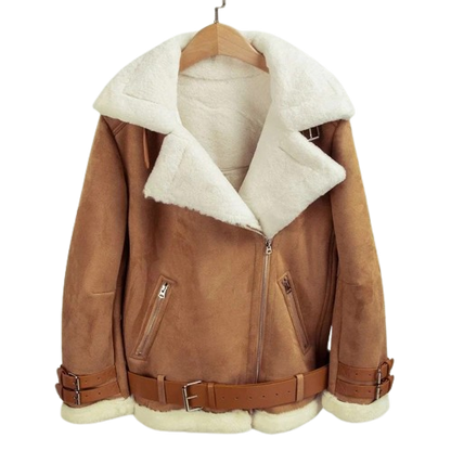 Shearling Overcoat Fur Lining Warm Jacket
