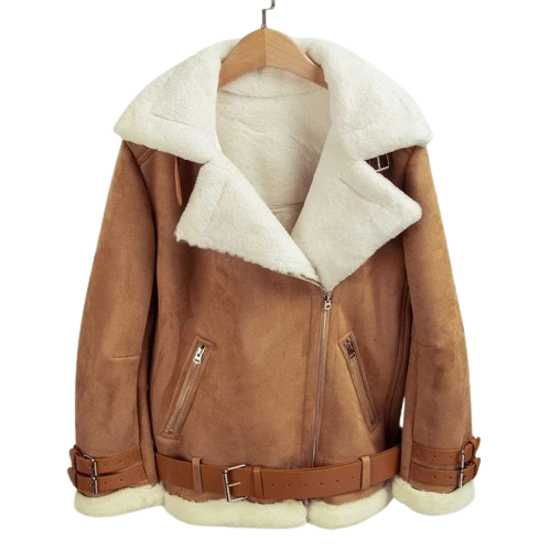 Fur Shearling Jacket Women, Brown