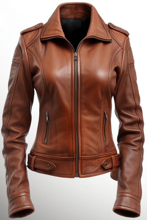 Womens-Real-Brown-Leather-Jacket