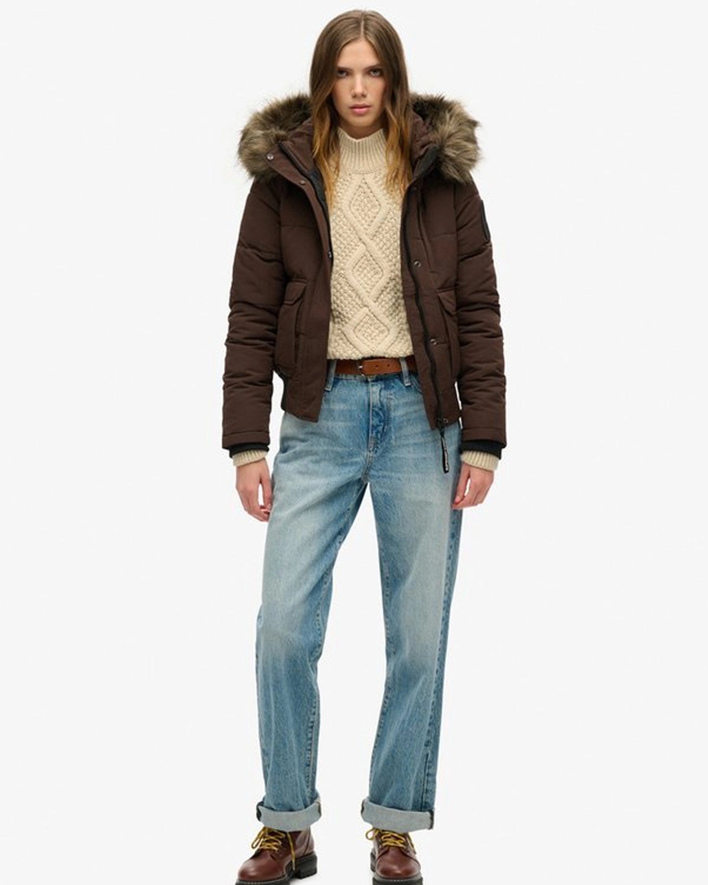 Womens-Superdry-Everest-Hooded-Bomber-Jacket-Brown