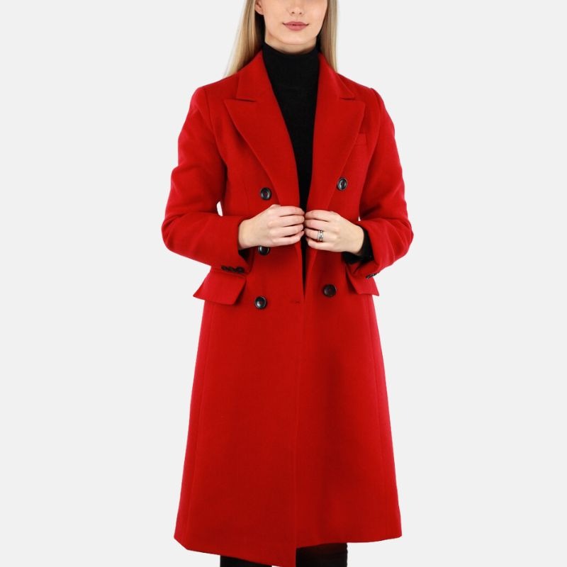 Womens Christmas Red Long Wool Coat Buy