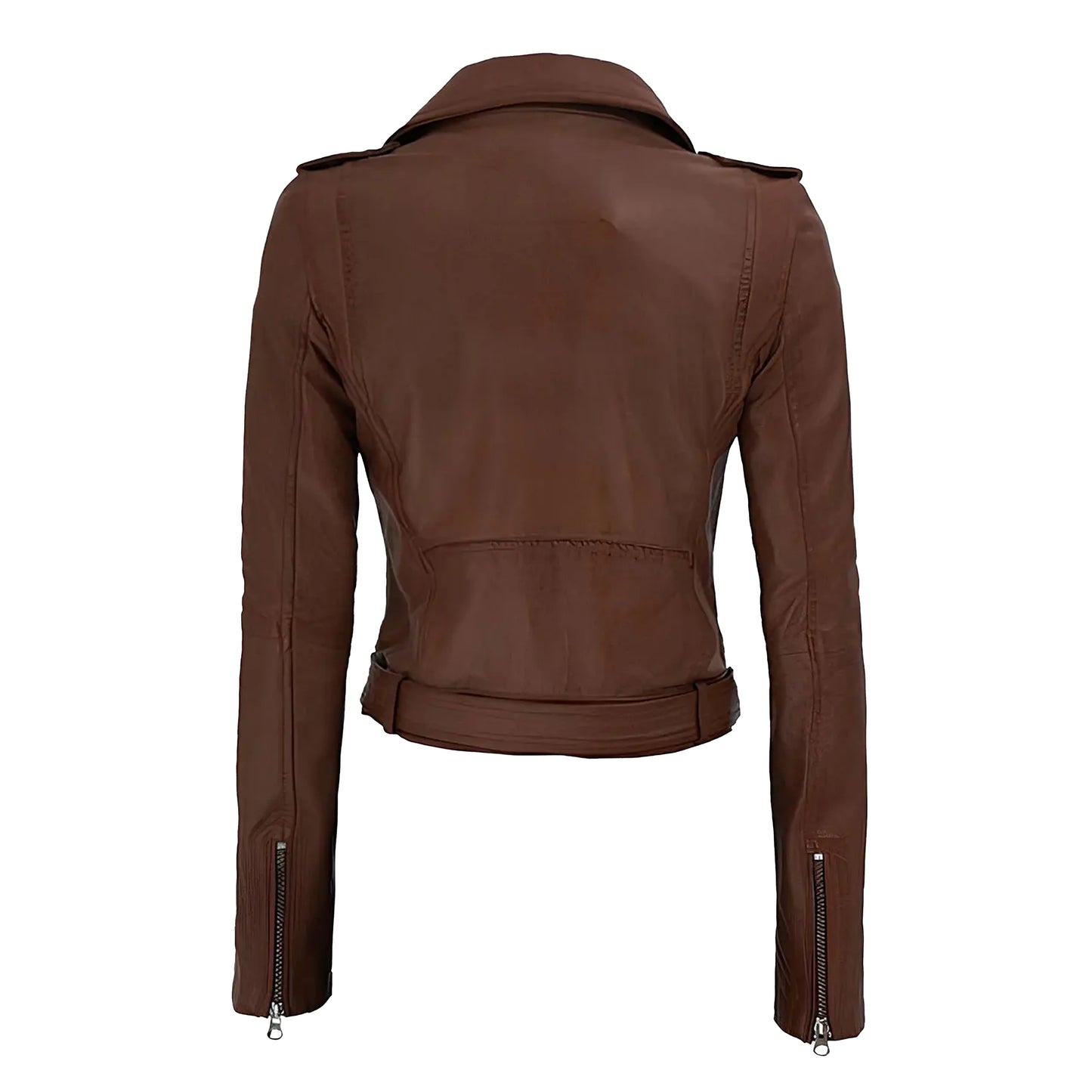 Womens_Motorcycle_Slim_Fit_Brown_Biker_Classic_Jacket_Back