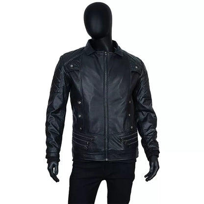 Halloween Jacket - Seth Rollins Black Fur Leather Jacket